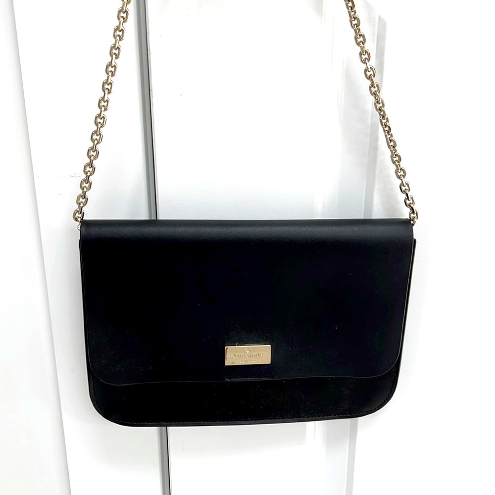 Kate Spade black with pink Leather Clutch